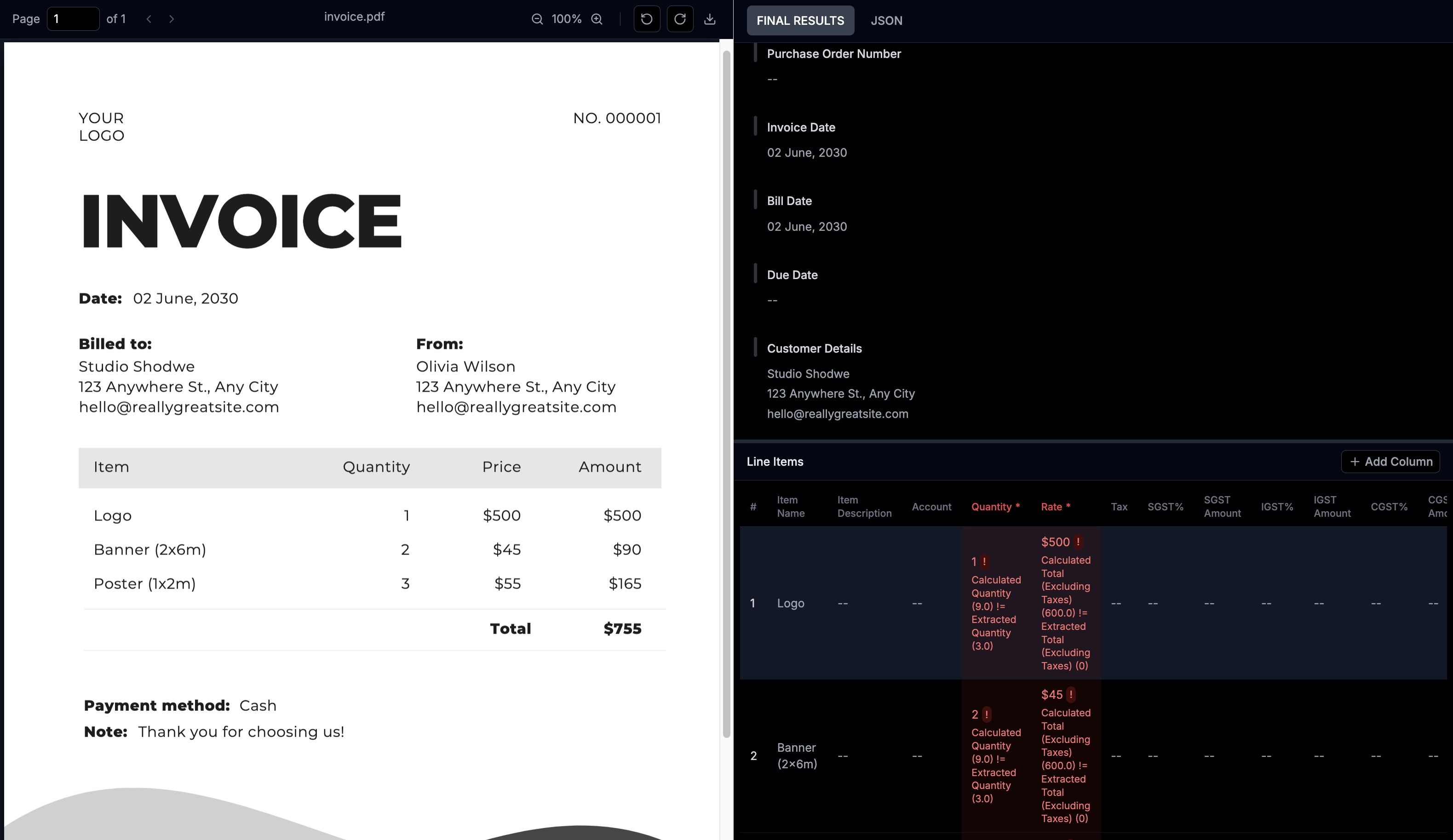 Invoice Processing Preview